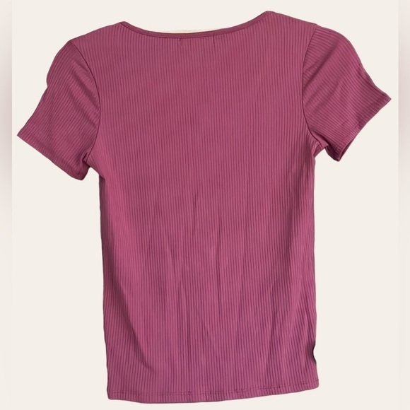 POPULAR 21 Mauve Pink Cropped Ribbed Knit Top w/Buttons, Size Medium, GUC. - Picture 7 of 7